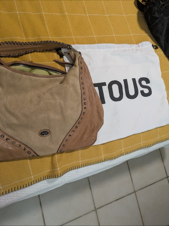 Tous Handbags - TOUS Beige, Animal Print & Tan Leather Shoulder Hobo Bag